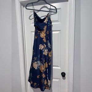 Petal & Pup Bias Cut Midi. Size 2. Worn Once! Navy and Cream Floral.